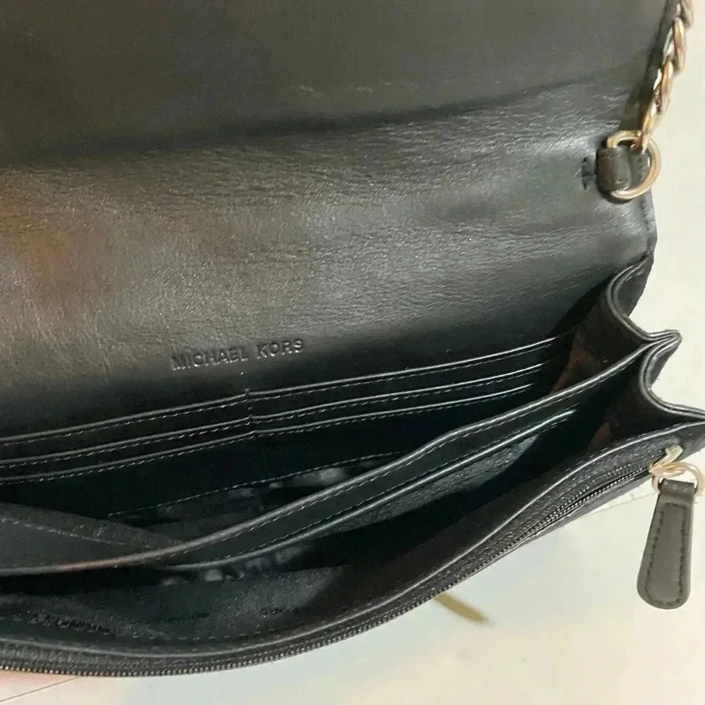 Michael kors Black leather suede crossbody handbag